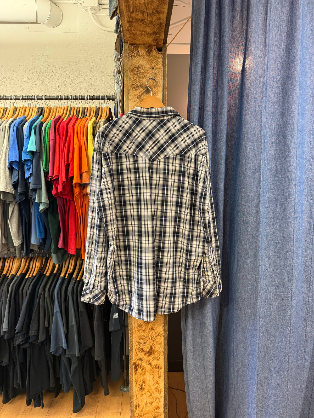 Vintage blue plaid button up shirt - XXL