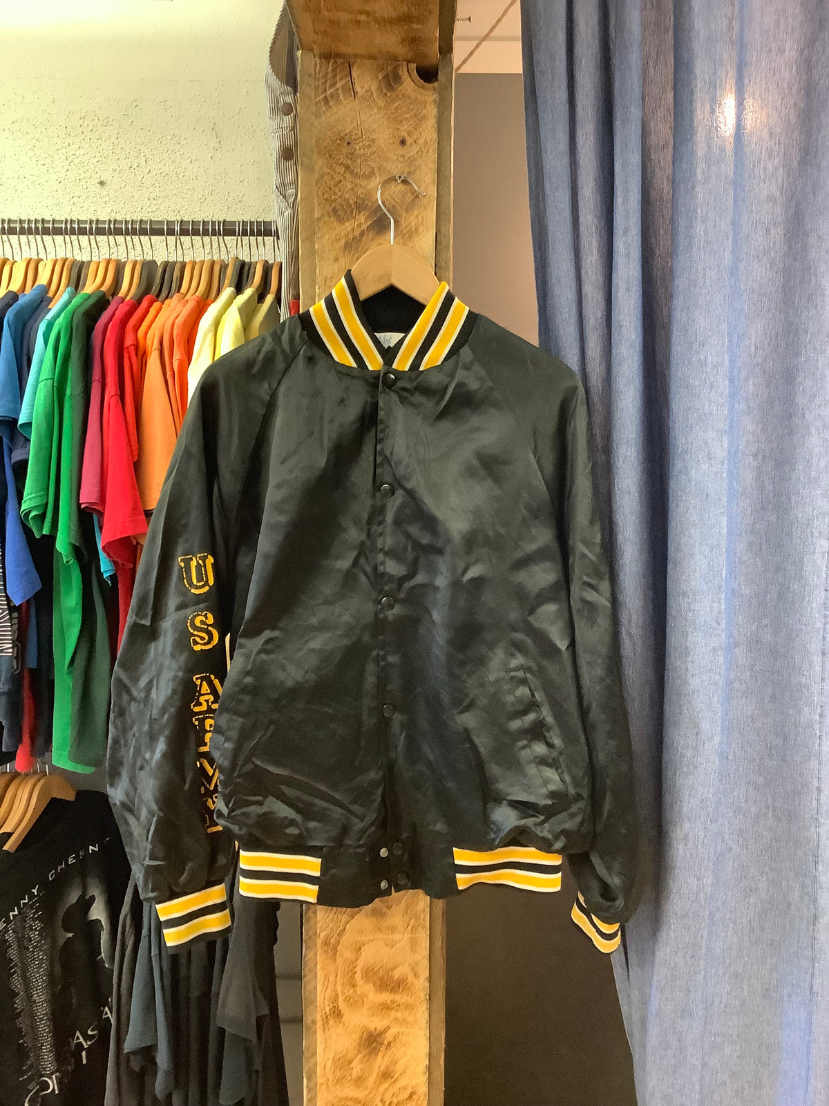 Vintage Charlie black graphic bomber jacket - L
