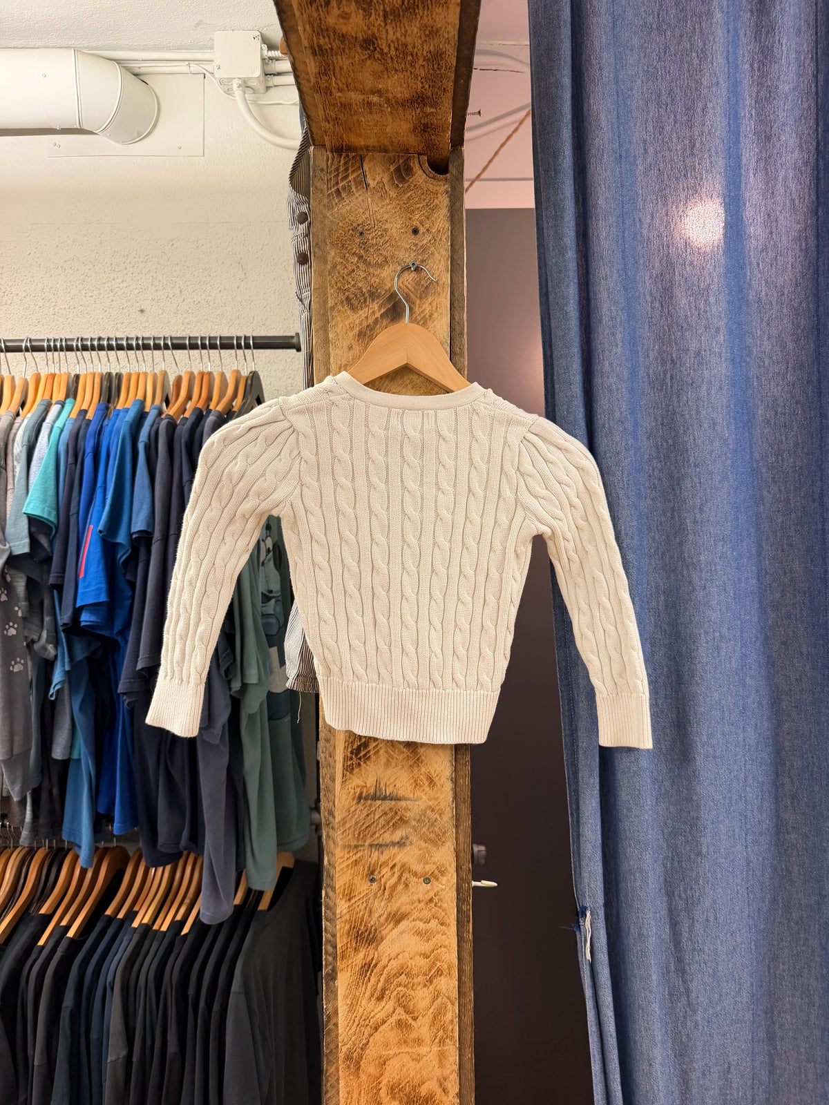 Vintage kids white knitted girls polo sweater - 6