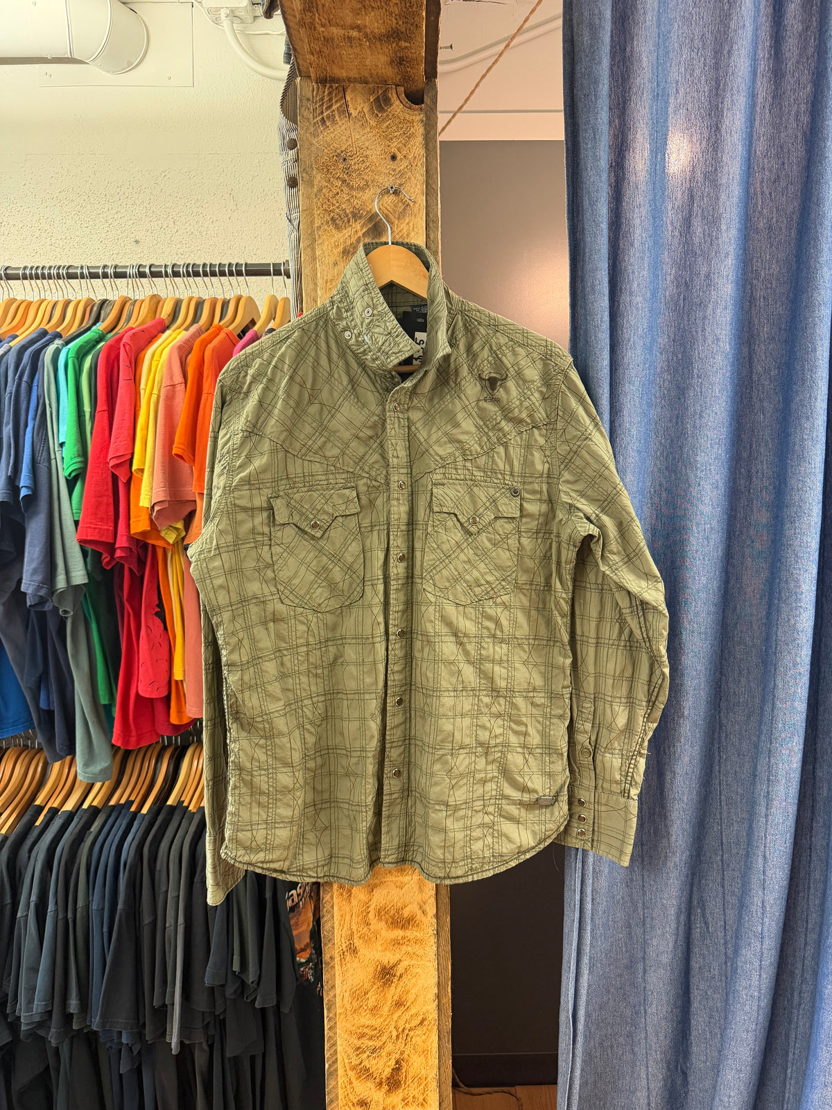 g-star green button up shirt - XL