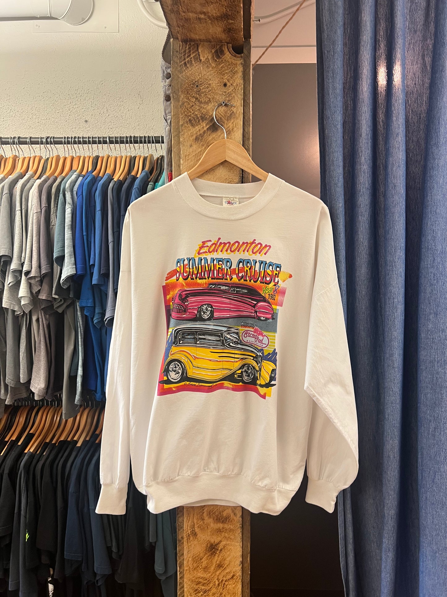 Vintage 1992 Edmonton Summer Cruise White Graphic Longsleeve - XL
