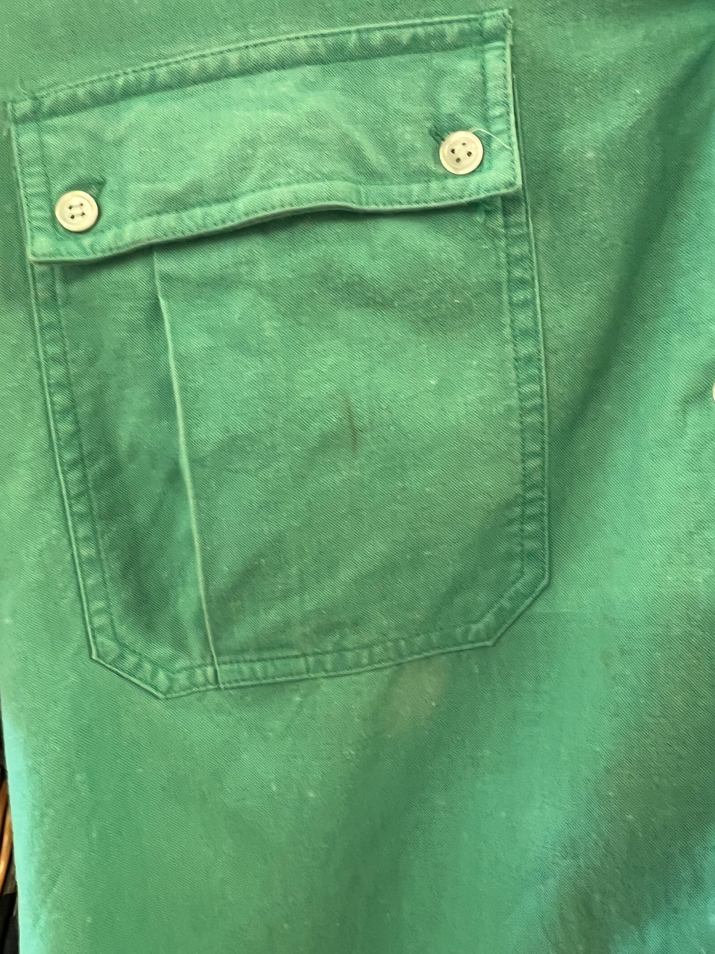 Vintage new man short sleeve teal button up shirt - s