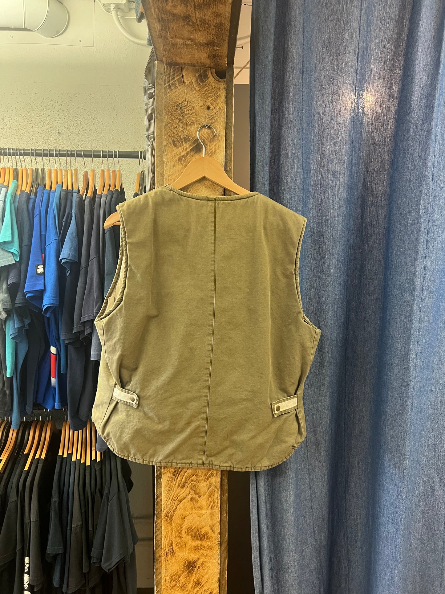 Vintage Olive Utility Cargo Vest - L