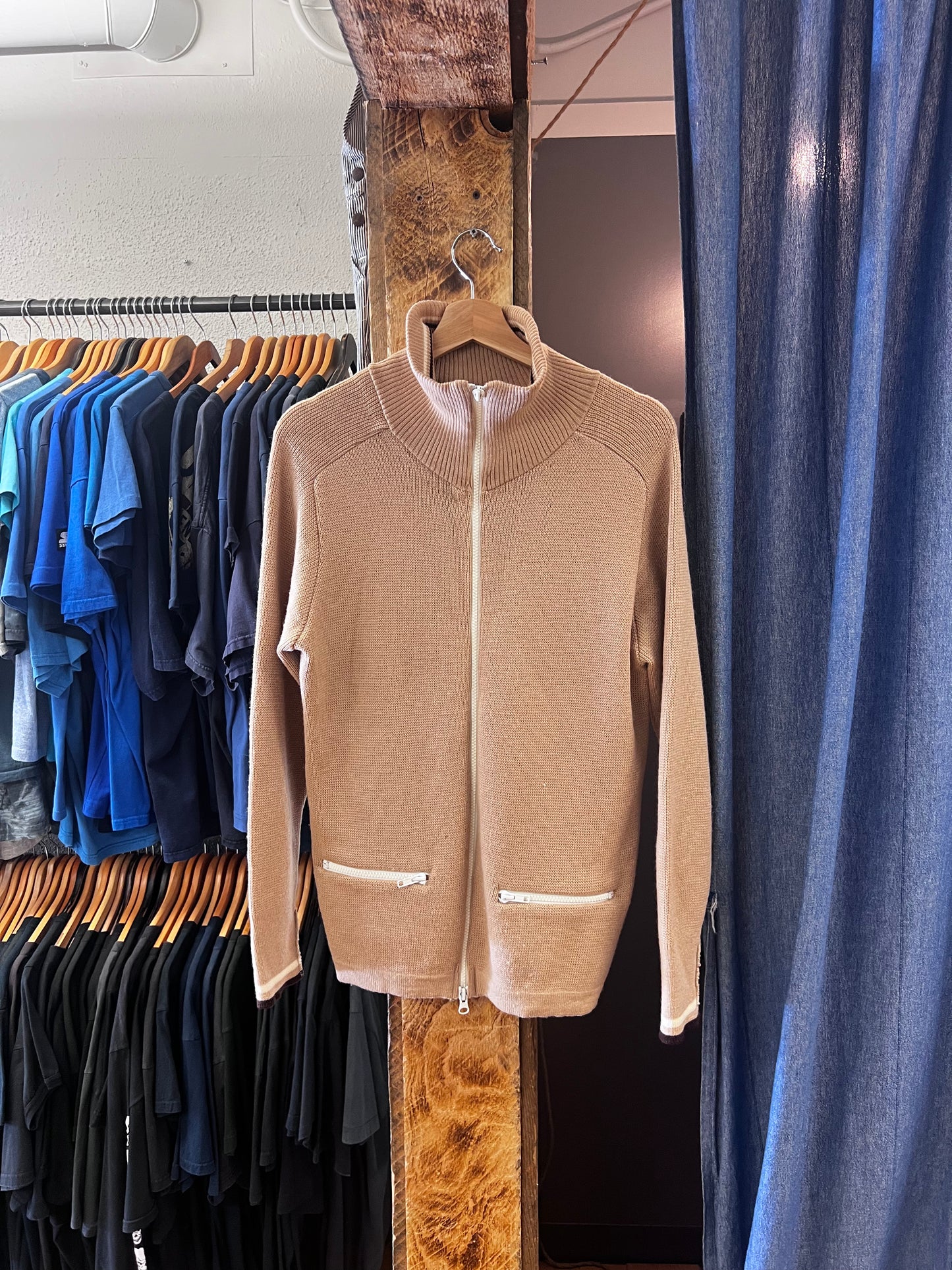 Vintage full zip tan jacket - m