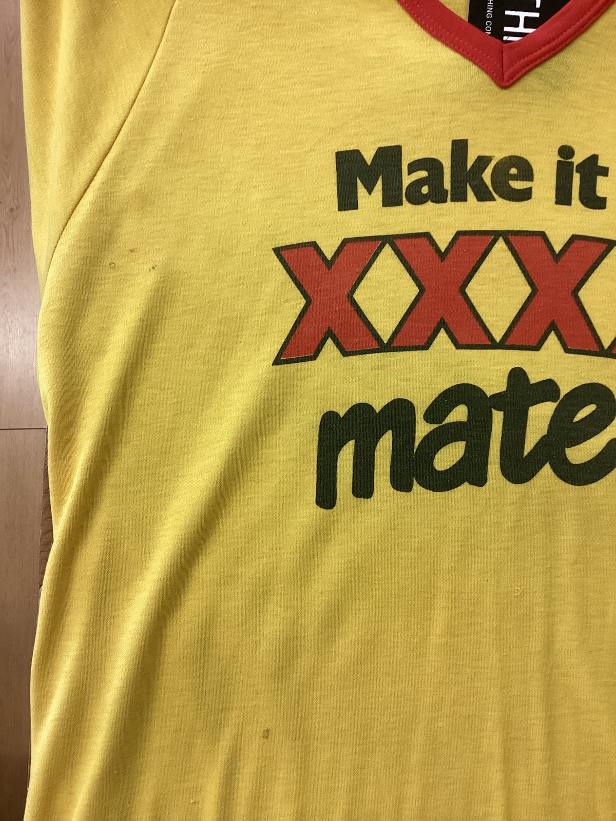 Vintage 80s XXXX yellow/red raglan T-shirt - L