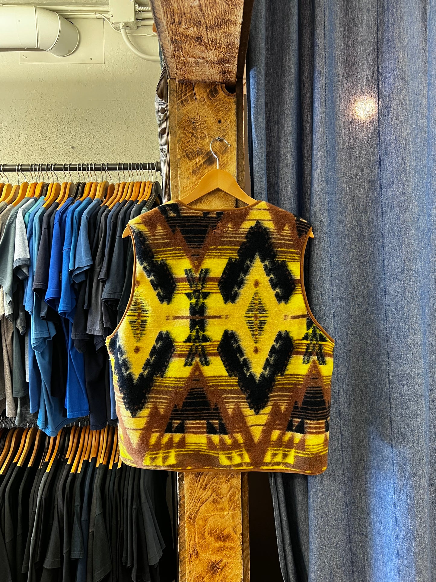 Vintage BDG Yellow Patterned Button Up Vest - m