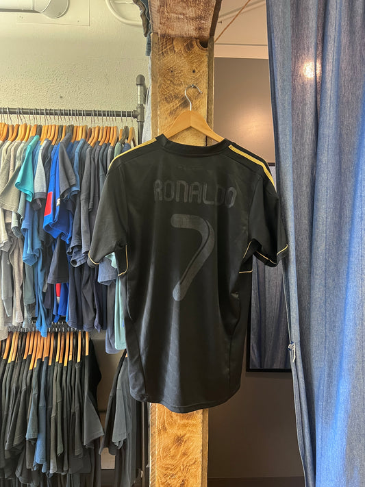 adidas Real Madrid Black and Gold Football Jersey - XL