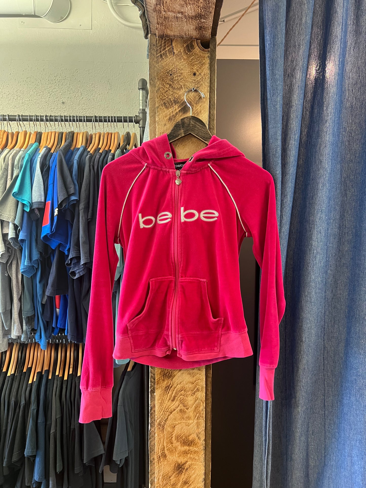 Bebe hot pink zip up hoodie - m