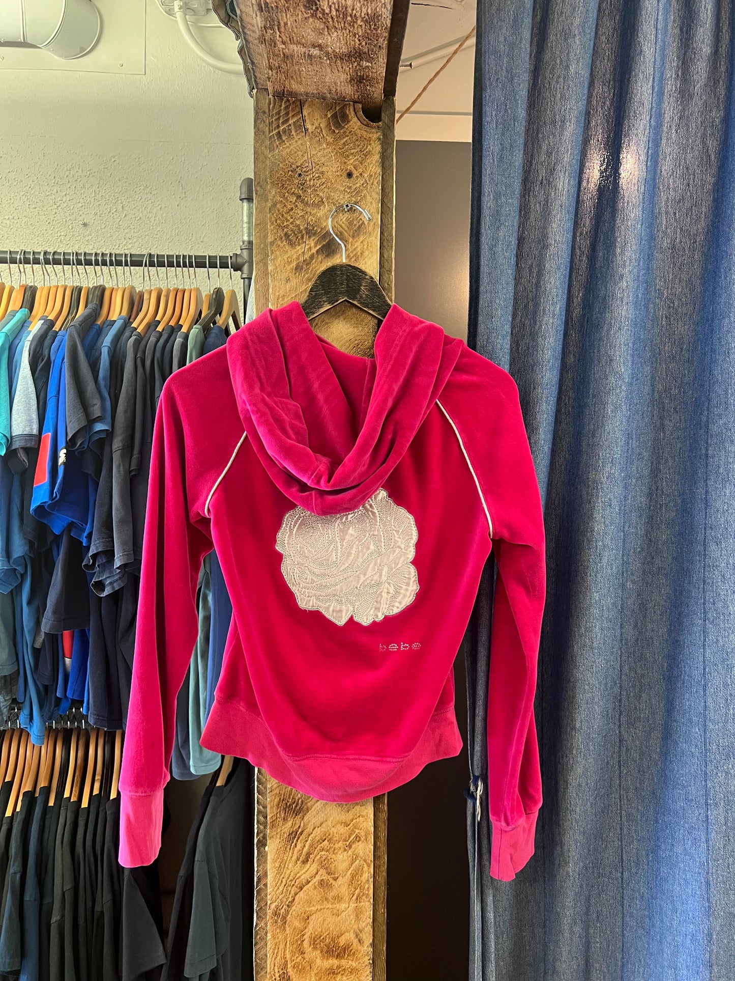 Bebe hot pink zip up hoodie - m