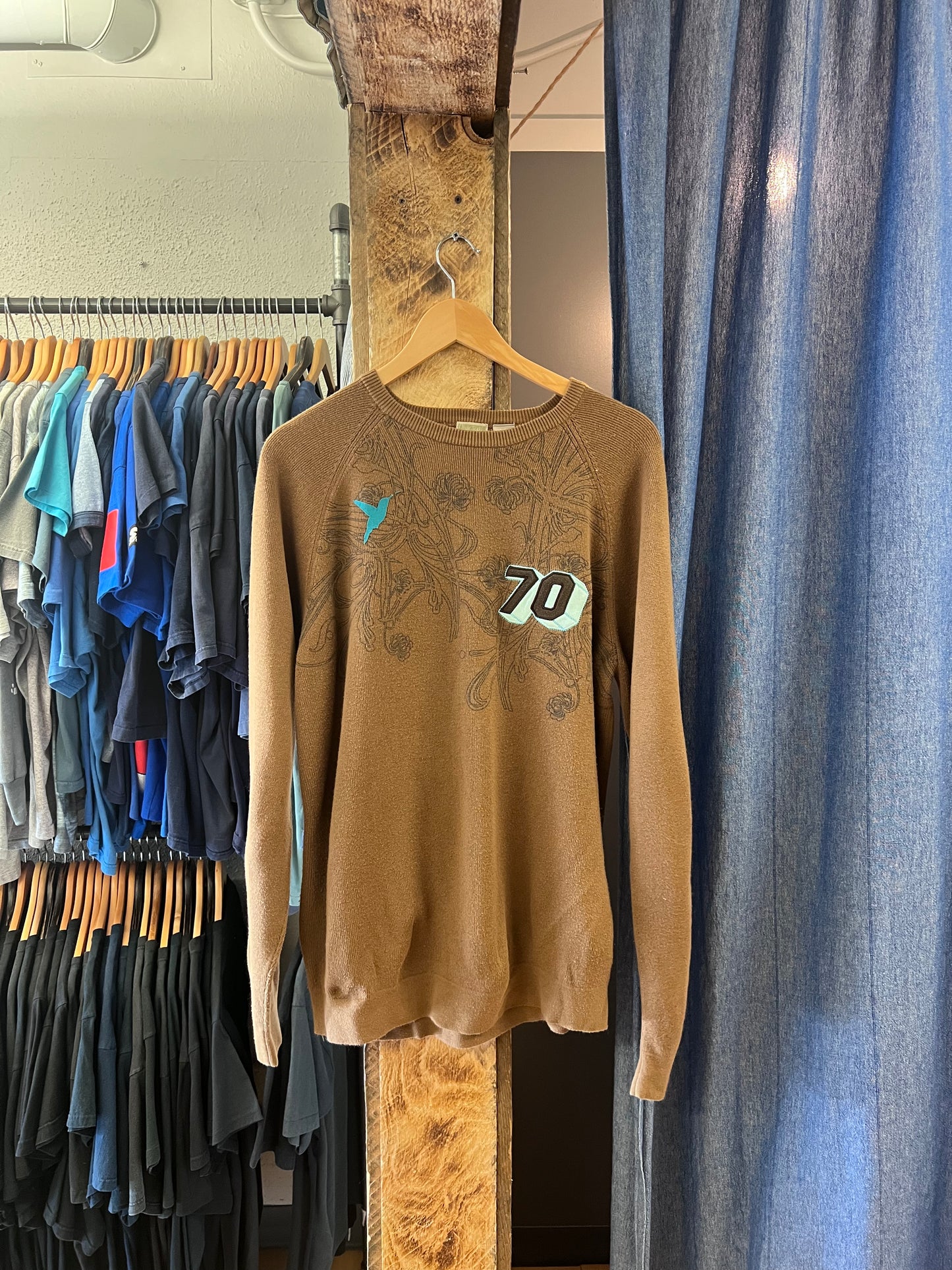 Vintage 70 floral brown crewneck- l