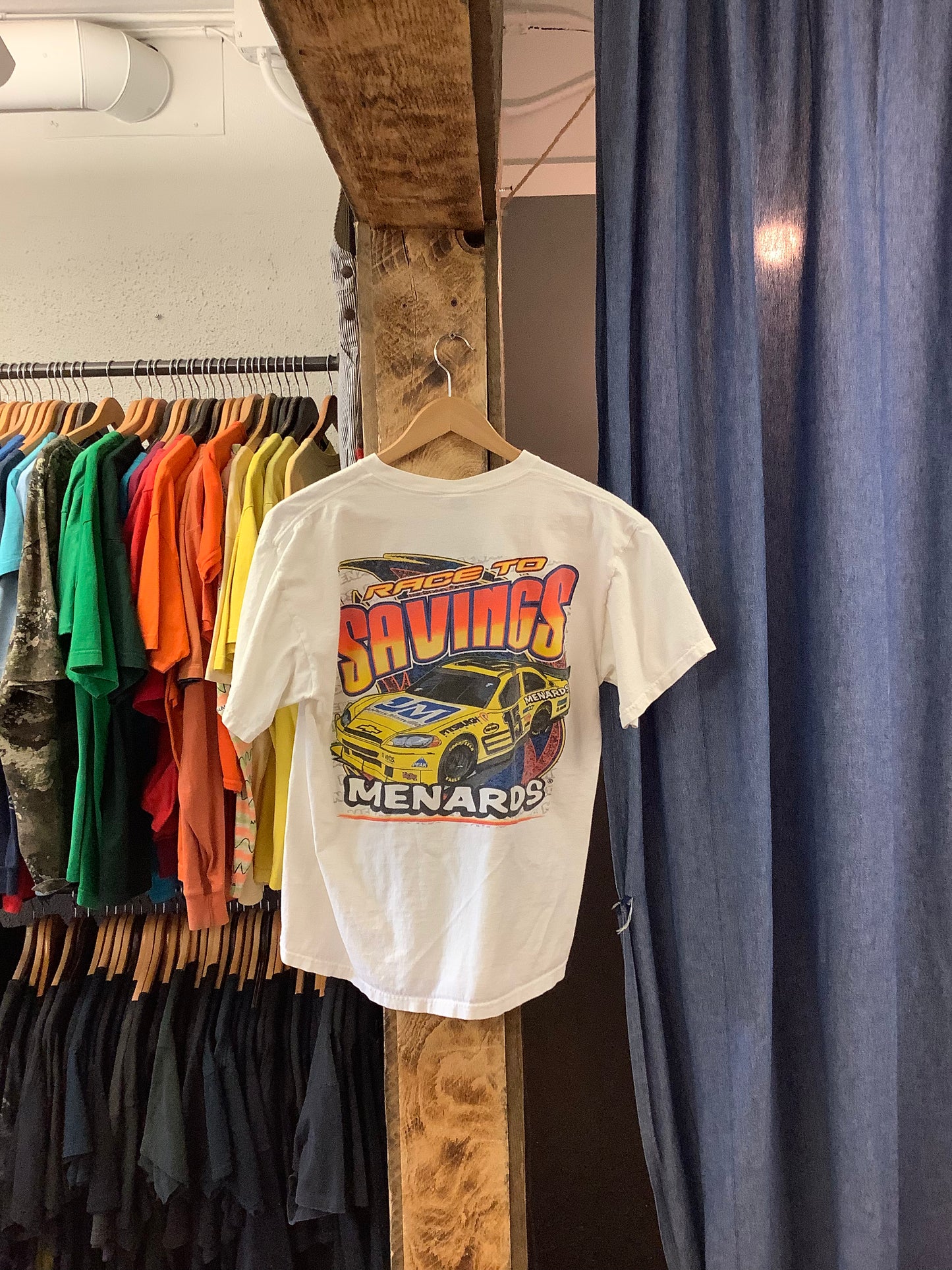 Vintage Race To Savings Graphic White T-Shirt - L