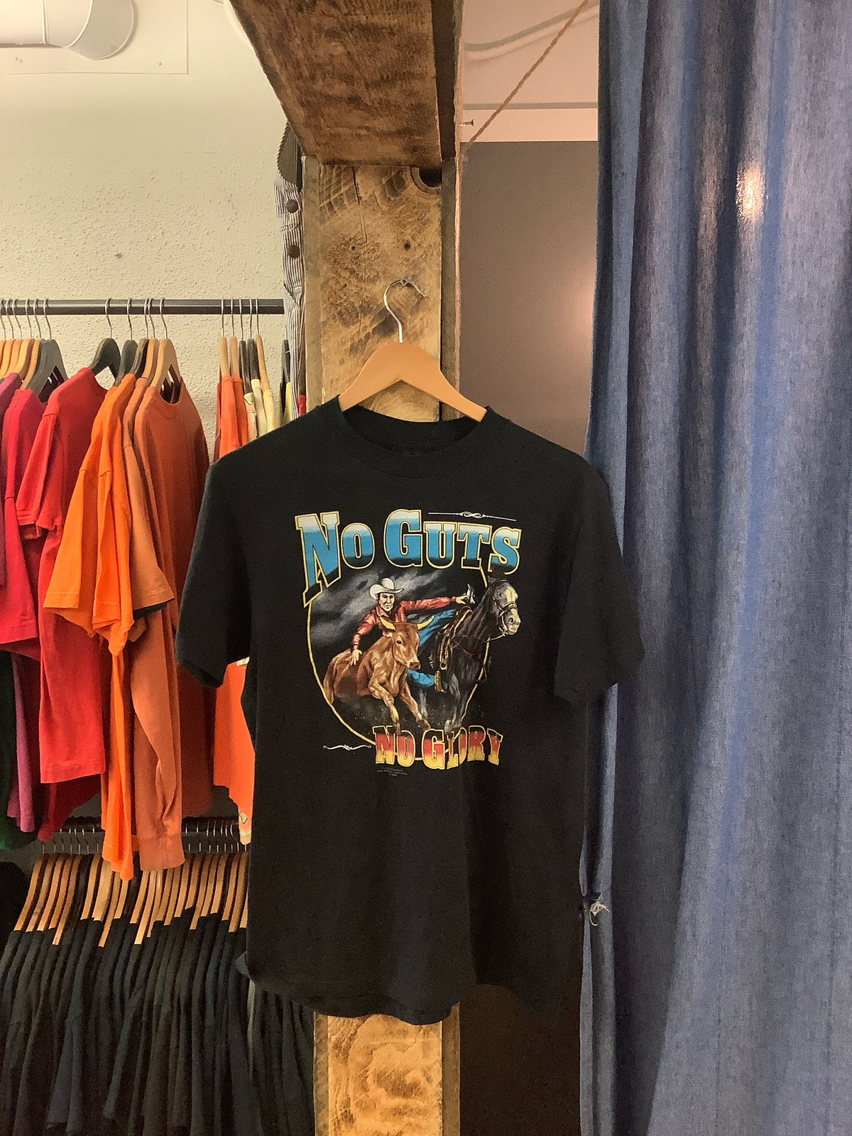 Vintage no guts no glory black graphic yet-shirt - l