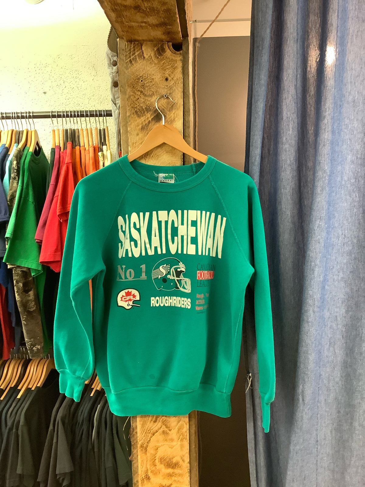 Vintage 1989 Saskatchewan Roughriders Teal Crewneck - m
