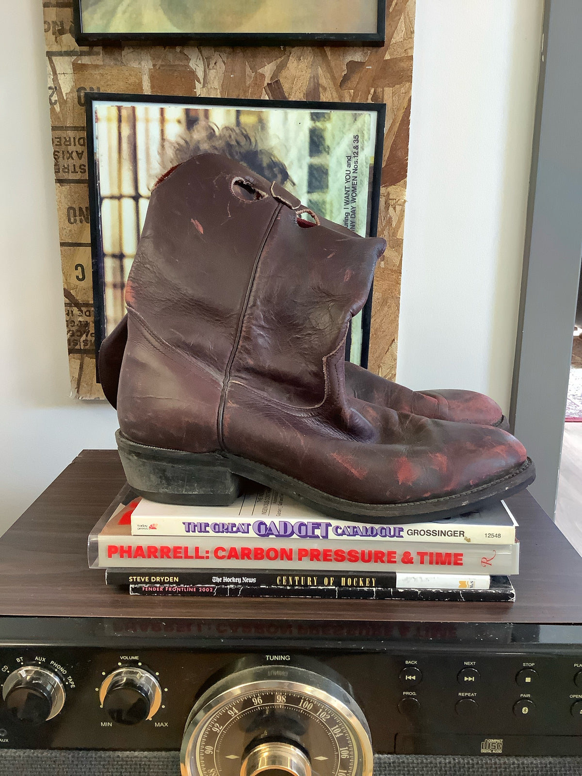 Vintage Brown Leather Cowboy Boots - 12