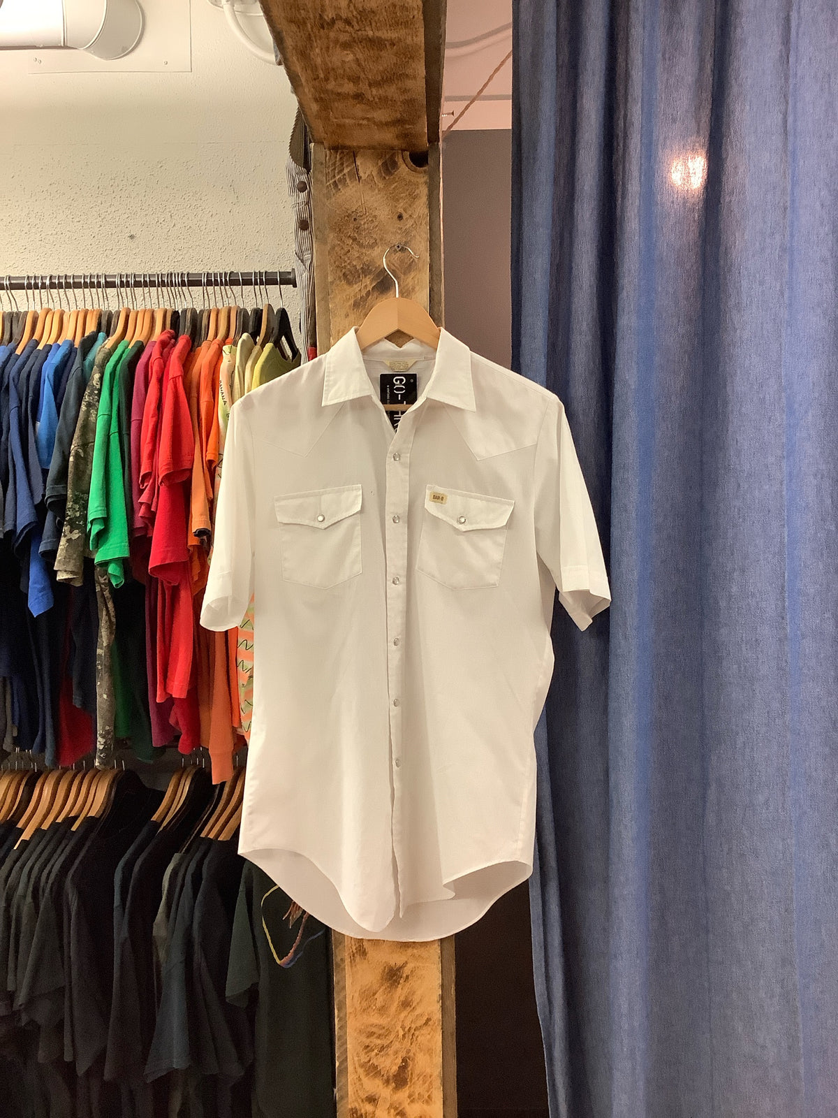 Vintage bar b western white Pearl snap button up shirt - m