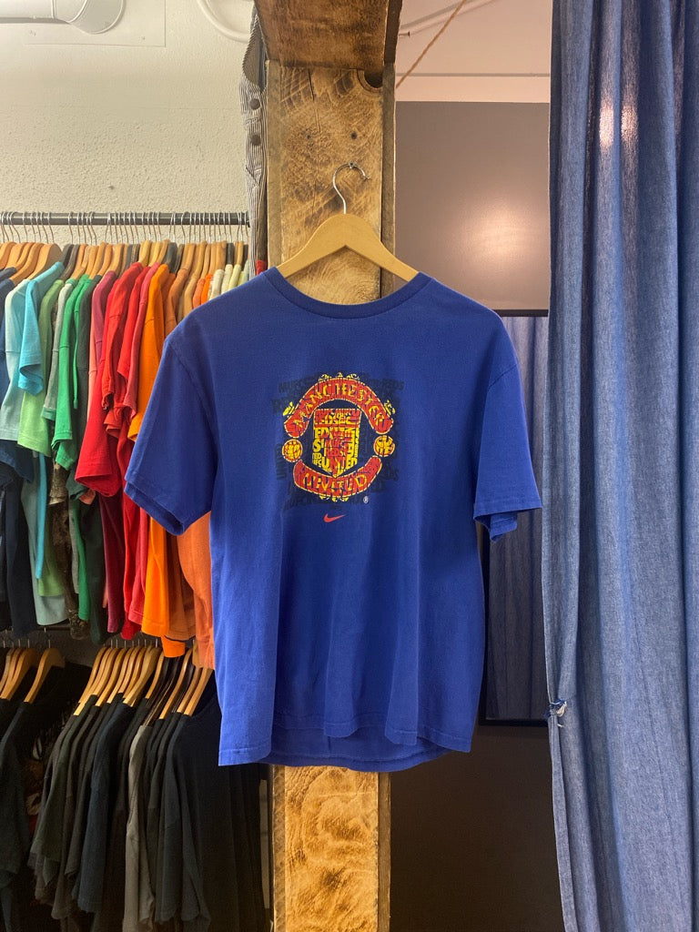 Vintage man utd blue graphic t-shirt - m