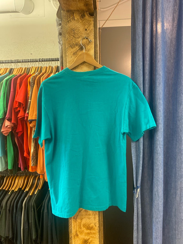 Vintage Harley Davidson Turquoise Blue Floral Tshirt - l