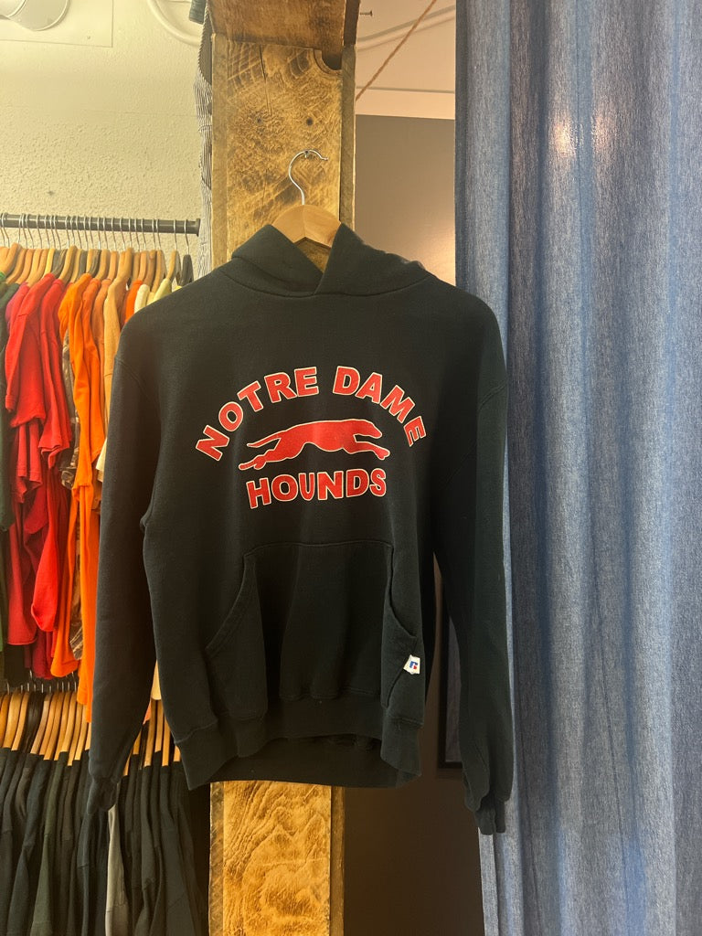 Vintage Russell Notre Dame Hounds Black Hoodie - s