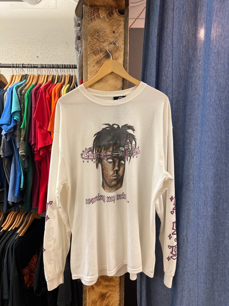 Juice Wrld Roaming My Mind White Graphic Long Sleeve - XL