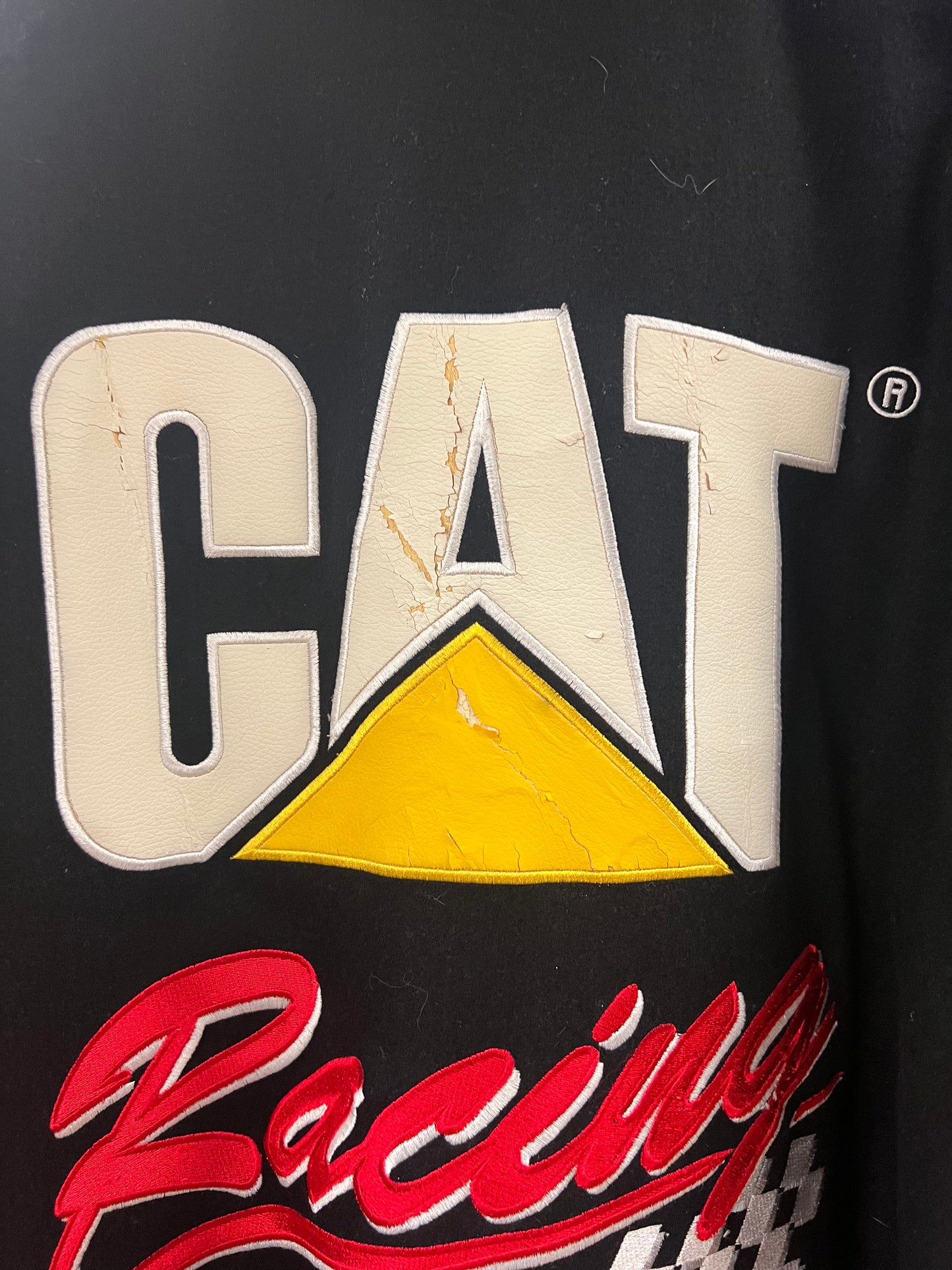 Vintage cat racing black and yellow bomber jacket - XXL