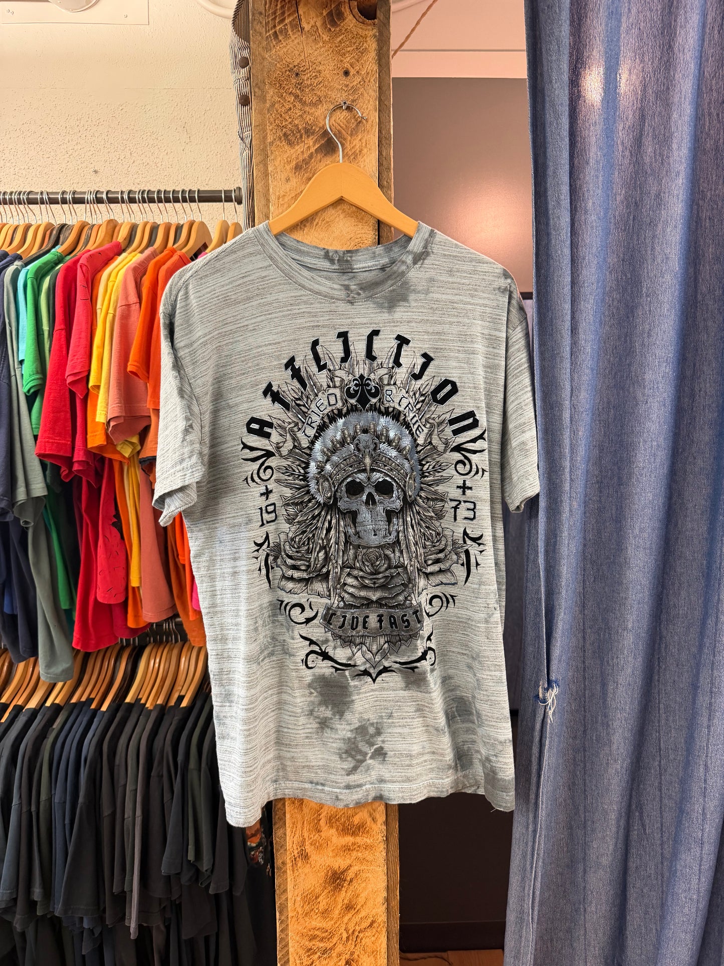 affliction blue graphic t-shirt - XL