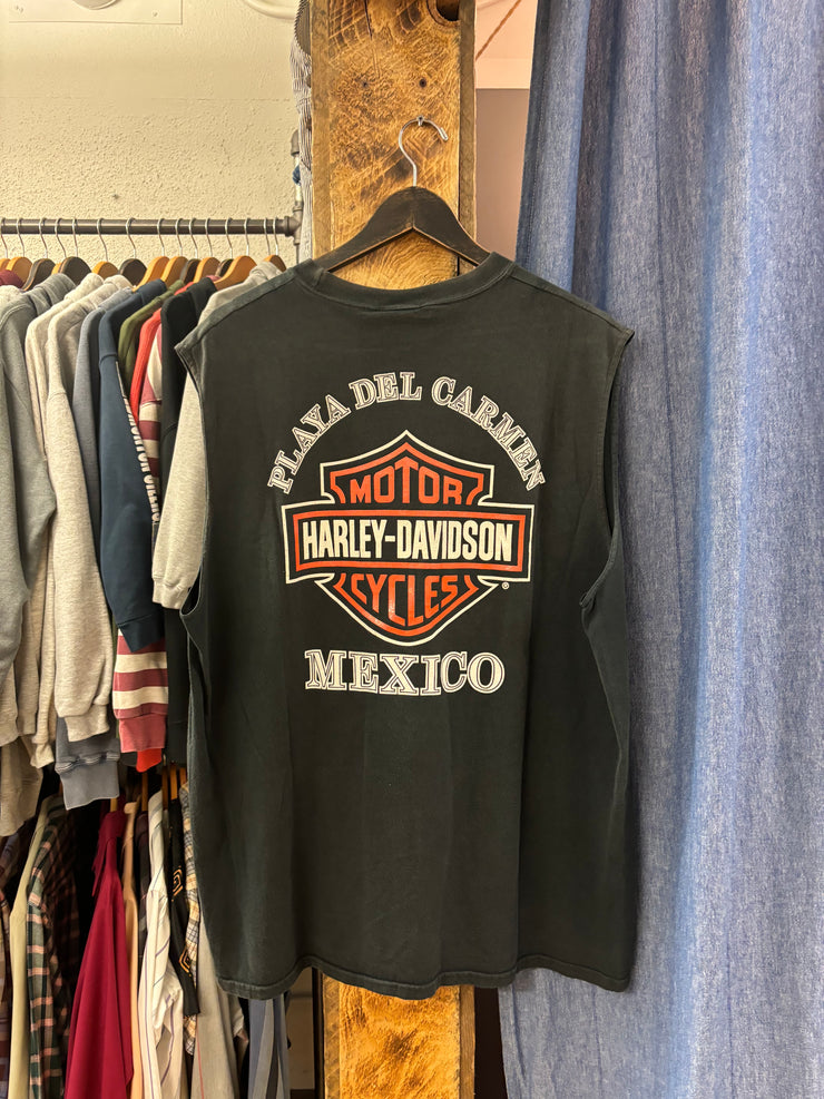 Vintage Harley Davidson Playa Del Carmen Sleevless Black T-shirt - XXL