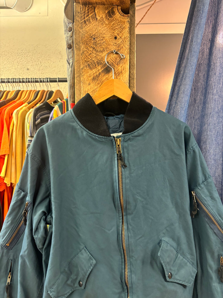 Vintage Military Bomber Teal Jacket - L