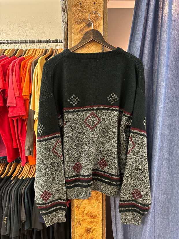 Vintage Deer knit black/grey sweater - L