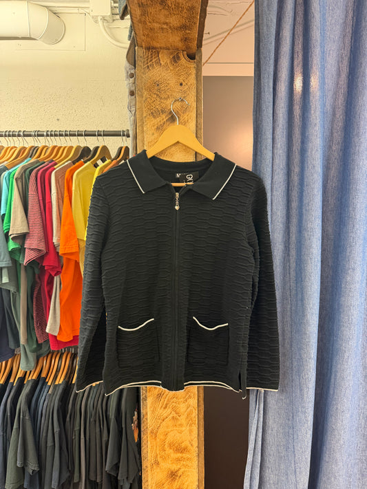 Vintage black zip up sweater - M