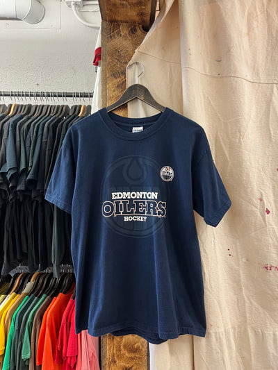 Vintage Edmonton Oilers Hockey Blue T-shirt - L