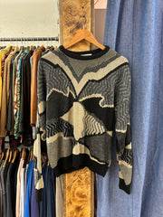 Vintage Randy River Black/Cream Knit Sweater - M