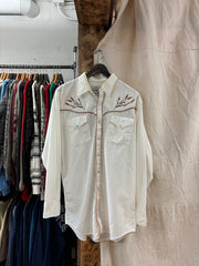 Vintage MWG Western White Button-Up T-shirt - XL