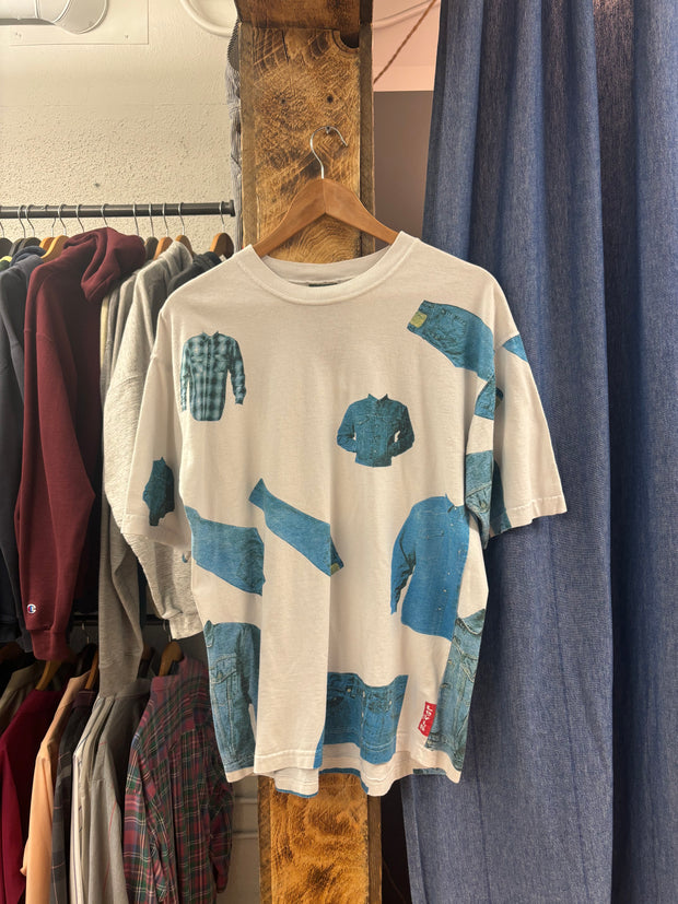 Vintage Levi’s White AOP T-Shirt - S