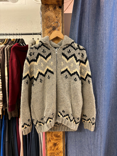 Vintage 1970’s Grey/Black Cowichan Sweater - M