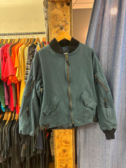 Vintage Military Bomber Teal Jacket - L