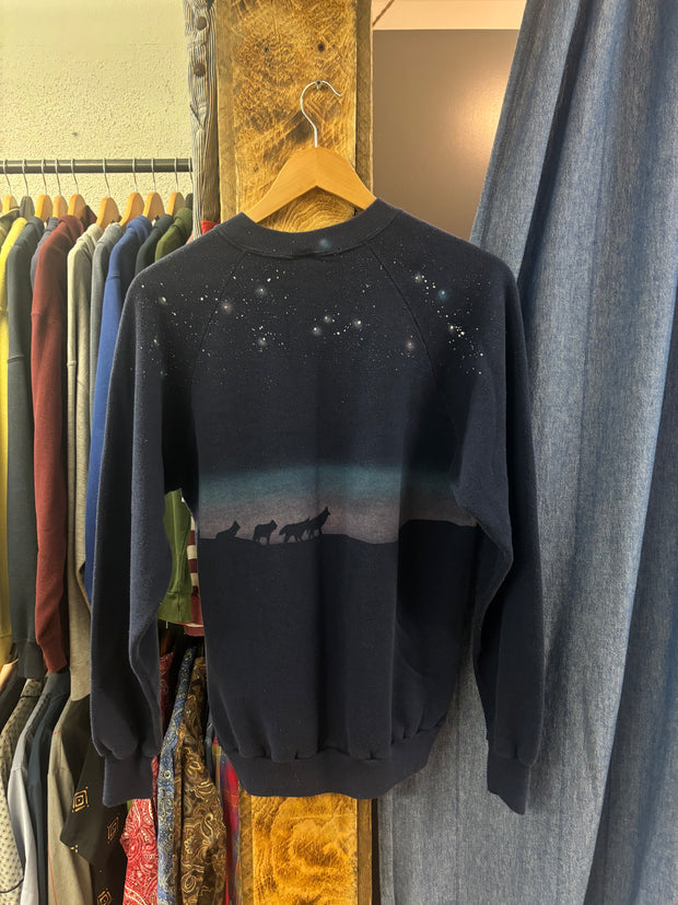 Vintage Alaska AOP Navy Crewneck - L