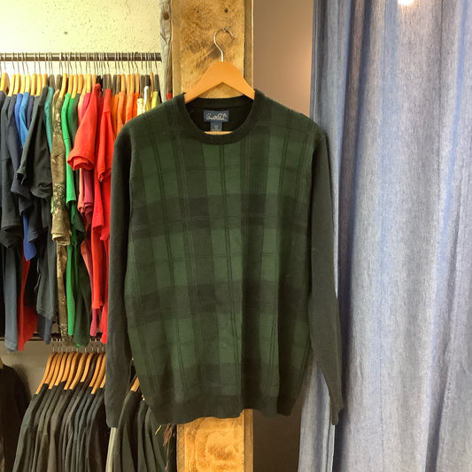 Vintage green plaid sweater - M