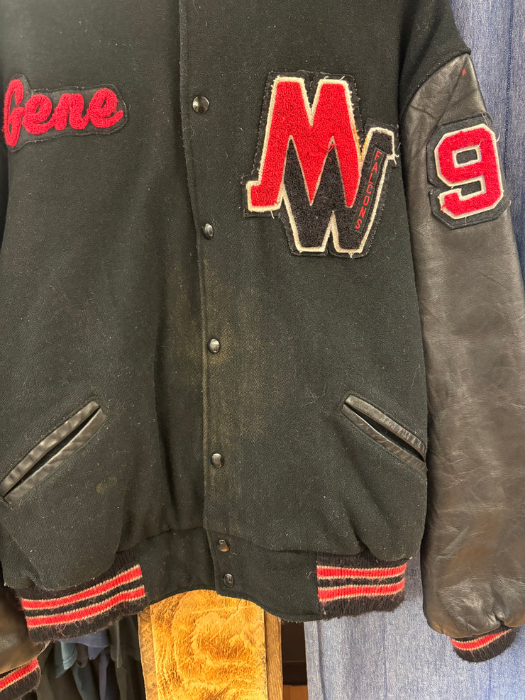 Vintage Falcons Varsity Black Jacket - L