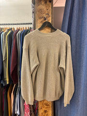 Vintage Cabin 1/4 Brown Button-Up Sweater - M