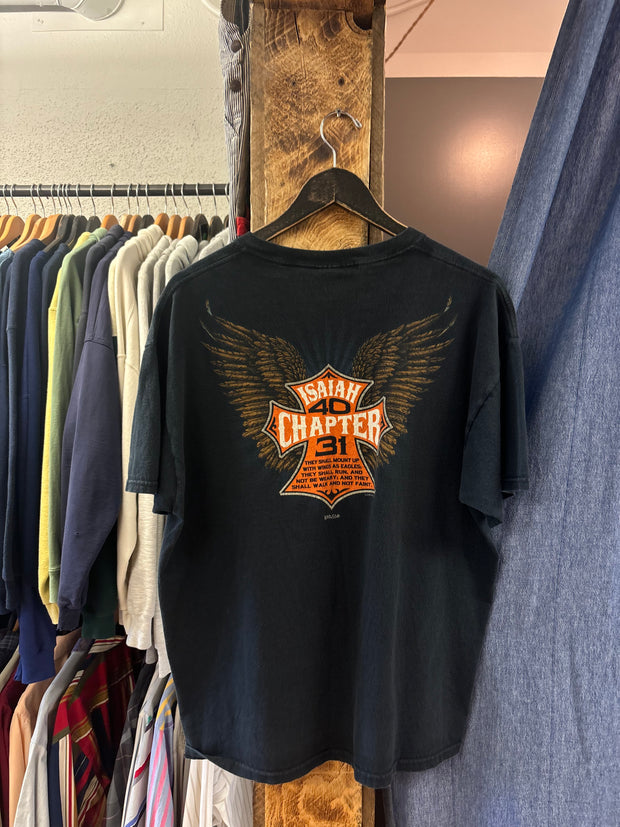 Vintage Mount Up "With Wings As Eagles" Jesus Black T-shirt - XL