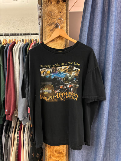 Vintage Harley Davidson “So many roads, so little time” Black T-Shirt - XL
