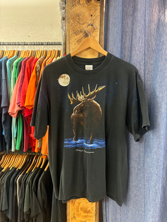 Vintage Moose Black T-shirt - XL