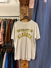 Vintage "University Of Alberta" Logo Russell Grey T-shirt - L