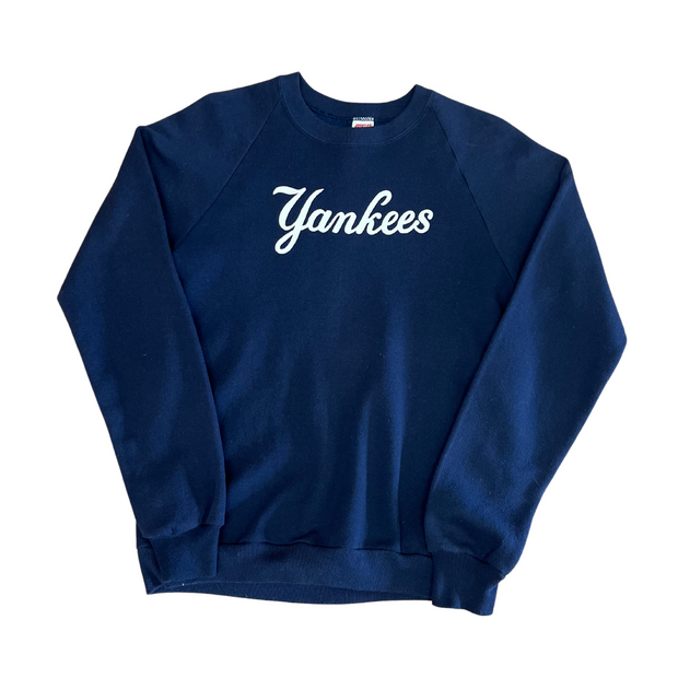Vintage 80's Yankee's Blank Blue Sweater - M