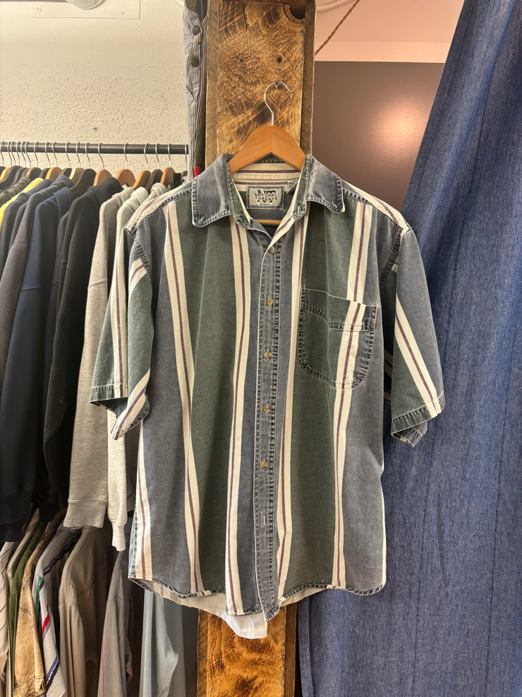 Vintage Natural Threads Striped Short Sleeve Button Up Shirt - M