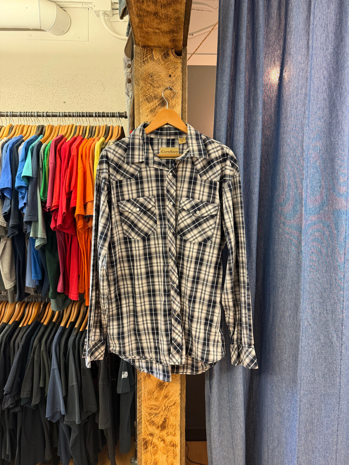 Vintage blue plaid button up shirt - XXL