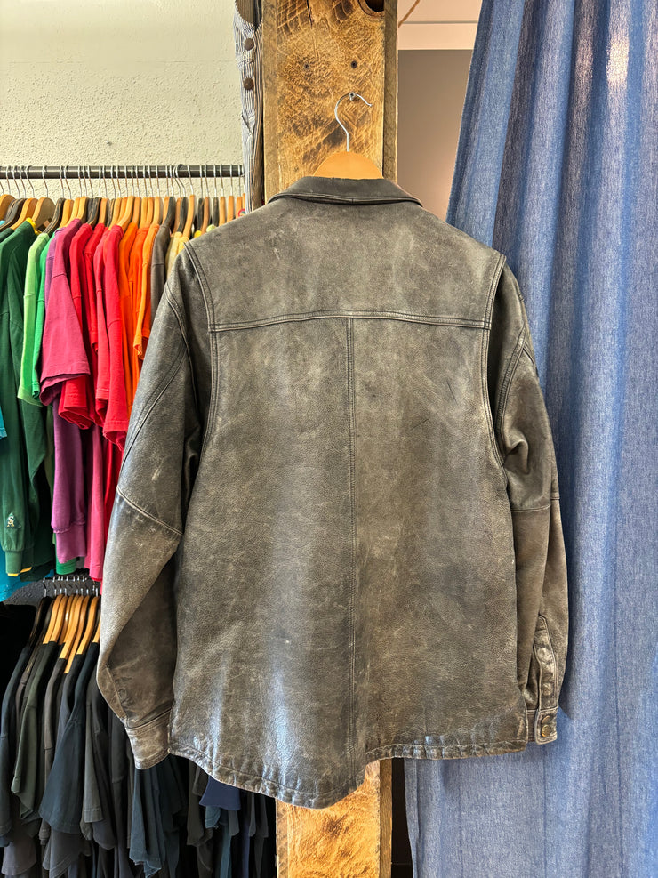 Vintage Harley Davidson Leather Grey Jacket - M