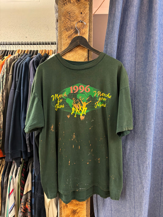 Vintage 1996 March For Jesus Green T-Shirt - XXL