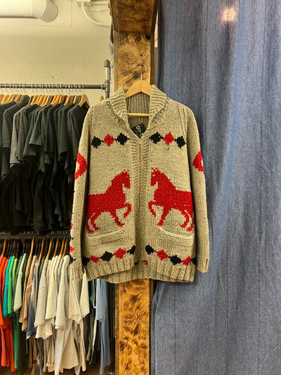 Vintage Cowichan Red Horses - XL