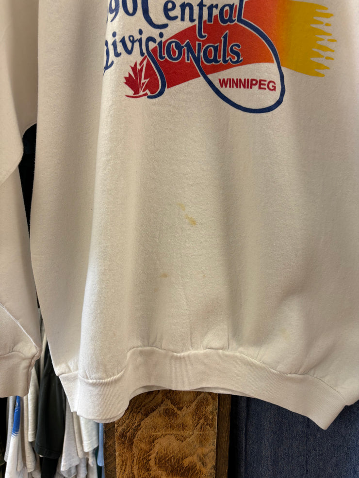 Vintage 1990 Central Divisionals Winnipeg White Crewneck - XL